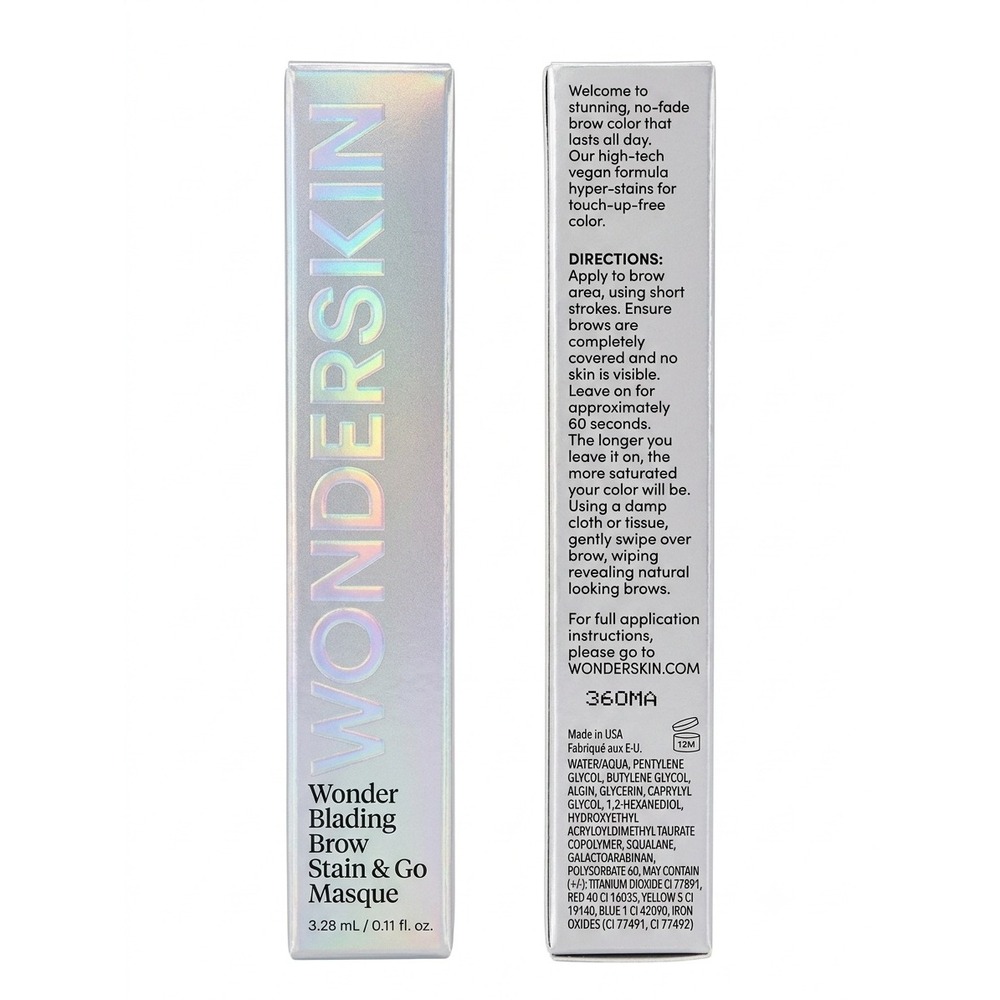 WONDERSKIN Wonder Blading Brow Stain & Go Masque Blonde 0.11oz NIB Vegan Tint